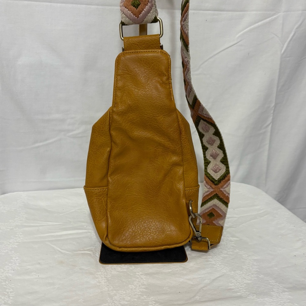 Stylish Mustard Sling Bag with Patterned Strap - Picture 5 of 6